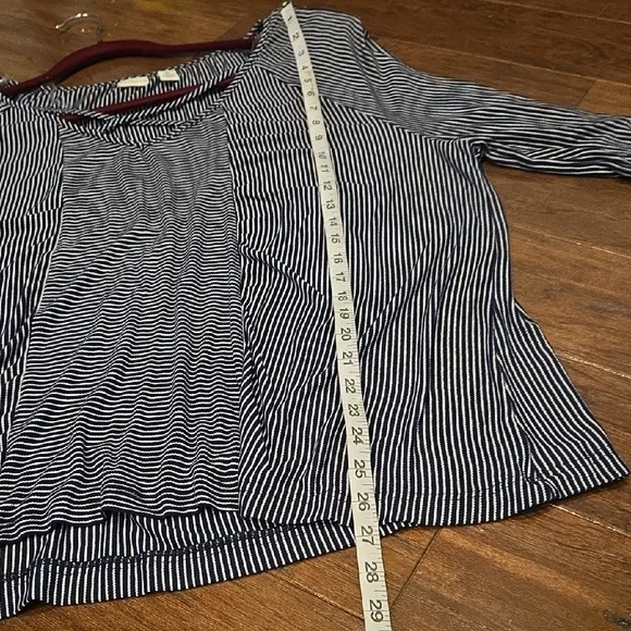 Westbound Woman Dark Blue And White Striped Long Sleeve Top - Picture 6 of 8